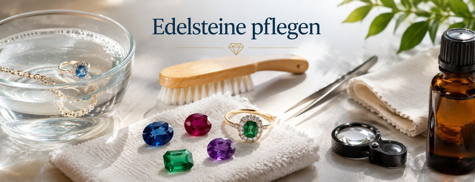 Edelstein-Pflege: Reinigung mit Wasser und weichem Tuch
